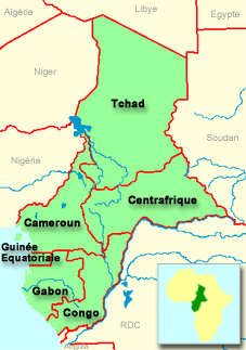 carte des pays de l'afrique centrale